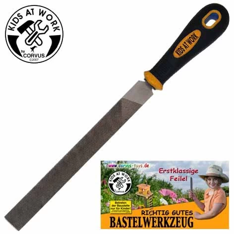 Kids At Work Kindergereedschap Vlakke Vijl Met Geel Ergonomisch Handvat - Afbeelding 2