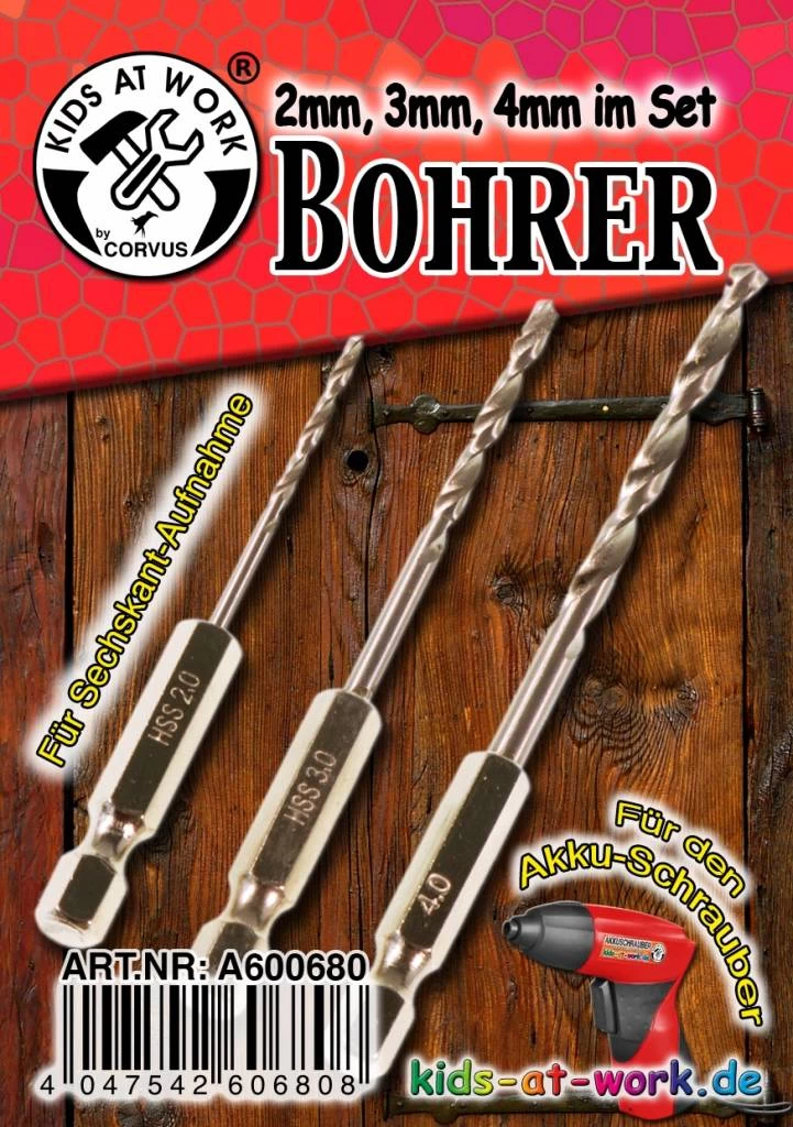 Kids At Work Kindergereedschap 3 Losse Boortjes Voor De Accu-schroefboormachine - Afbeelding 2