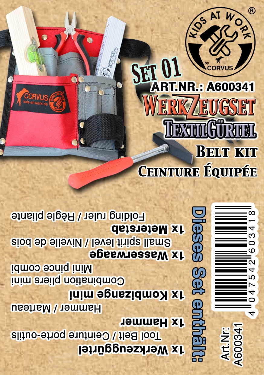 Kids At Work Kindergereedschap Gereedschapsgordel 02 Van Textiel Met Inhoud - Afbeelding 3