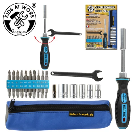 Kids At Work Kindergereedschap Kids At Work Combi Set 2 - Doppenset En Bitset - Afbeelding 2