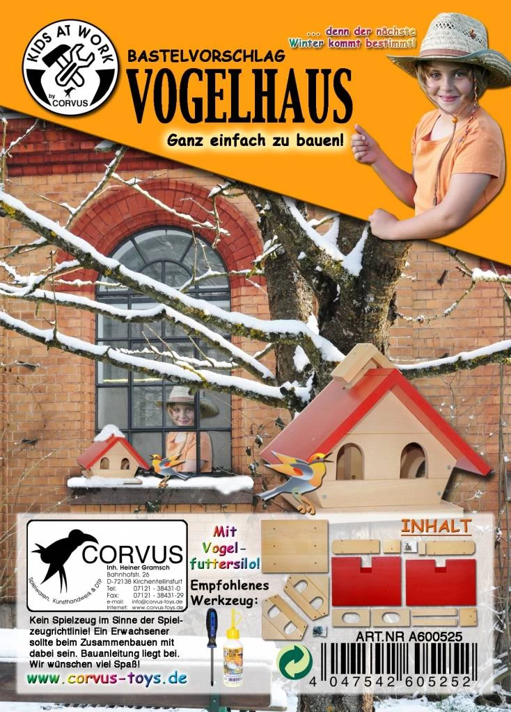 Kids At Work Kindergereedschap Vogelvoederhuisje Bouwpakket - Afbeelding 5