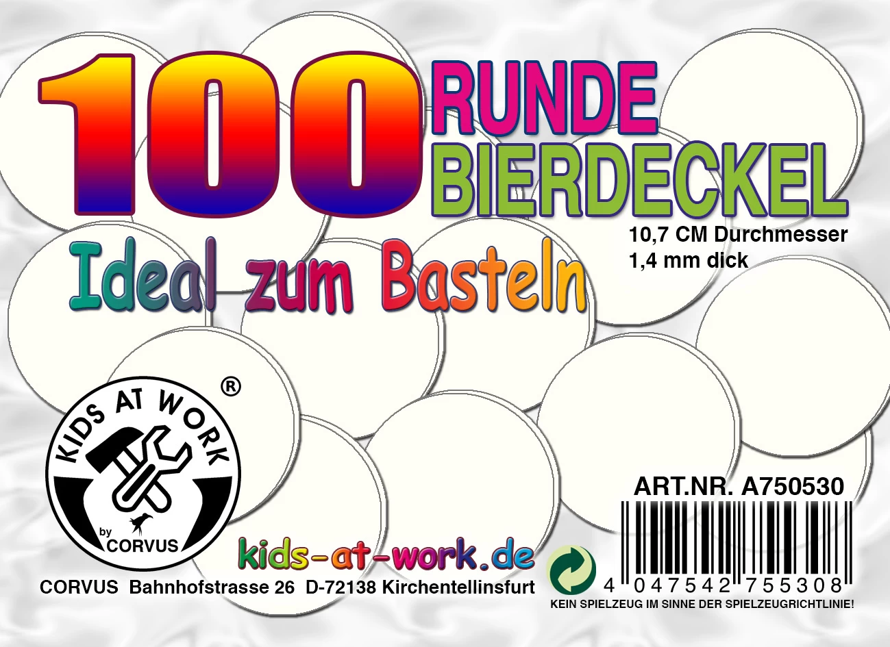 Kids At Work Kindergereedschap Kids At Work Bierviltjes 100 Stuks Om Te Knutselen - Afbeelding 2