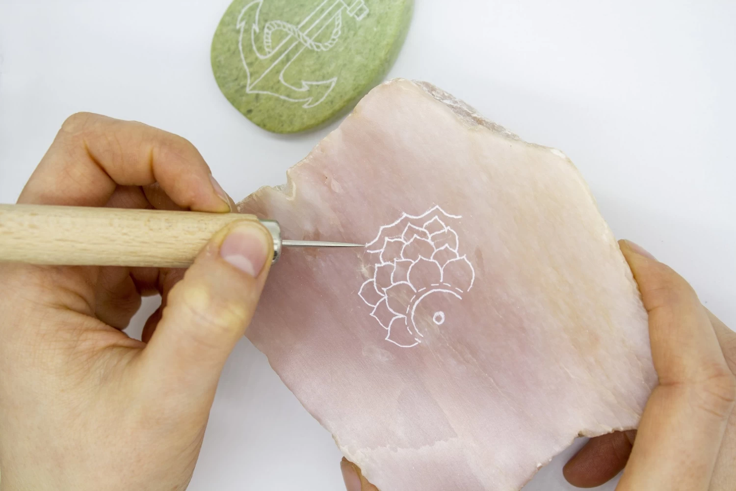 Kunstwerk Kunstwerk Speksteen Graveerset - Afbeelding 3