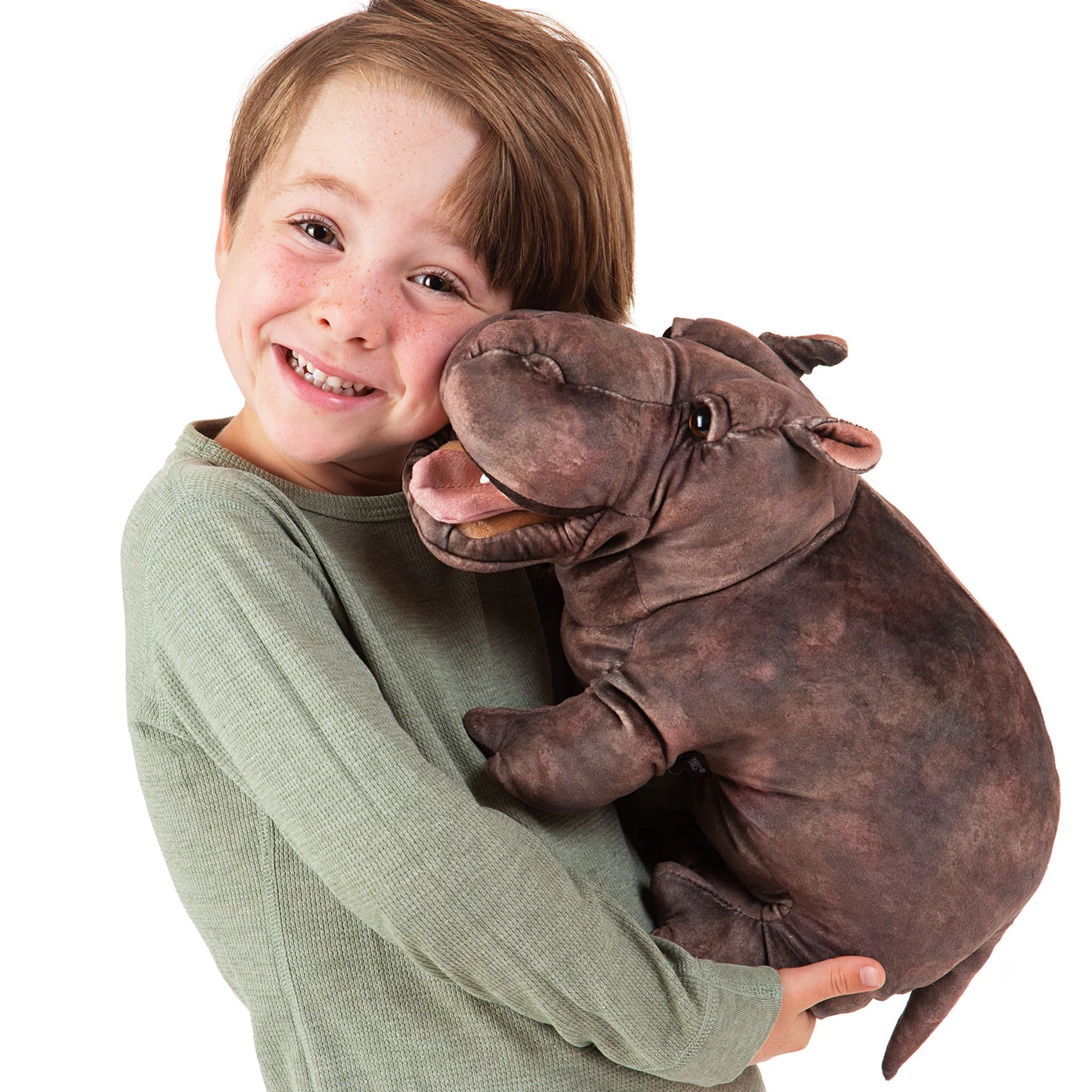 Folkmanis Handpoppen En Poppenkastpoppen Folkmanis Handpop Baby Hippo - Afbeelding 2