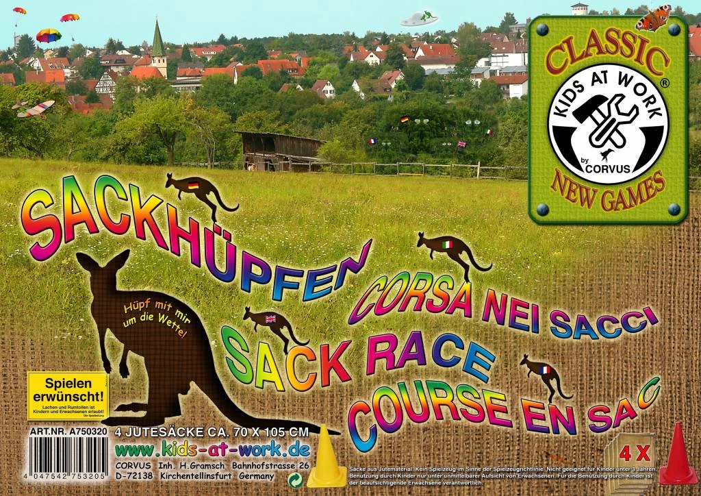 Kids At Work Kindergereedschap 4 Jute Zakken Voor Zakloopwedstrijden - Afbeelding 2