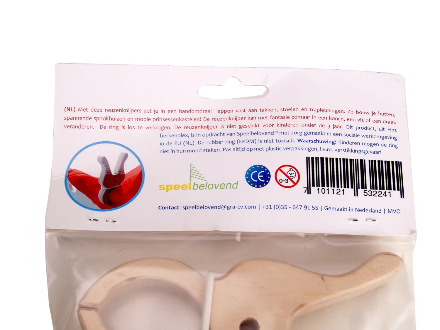 Speelbelovend Houten Grote Speelknijpers, Set Van 2 - Afbeelding 3