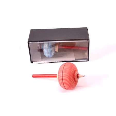 Mader Houten Tollen Tol Met Potlood Die Bij Het Draaien Zijn Route Tekent - Afbeelding 3