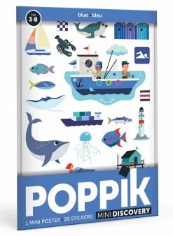 Poppik Poppik Stickerposter Mini Blauw - Thema Zee