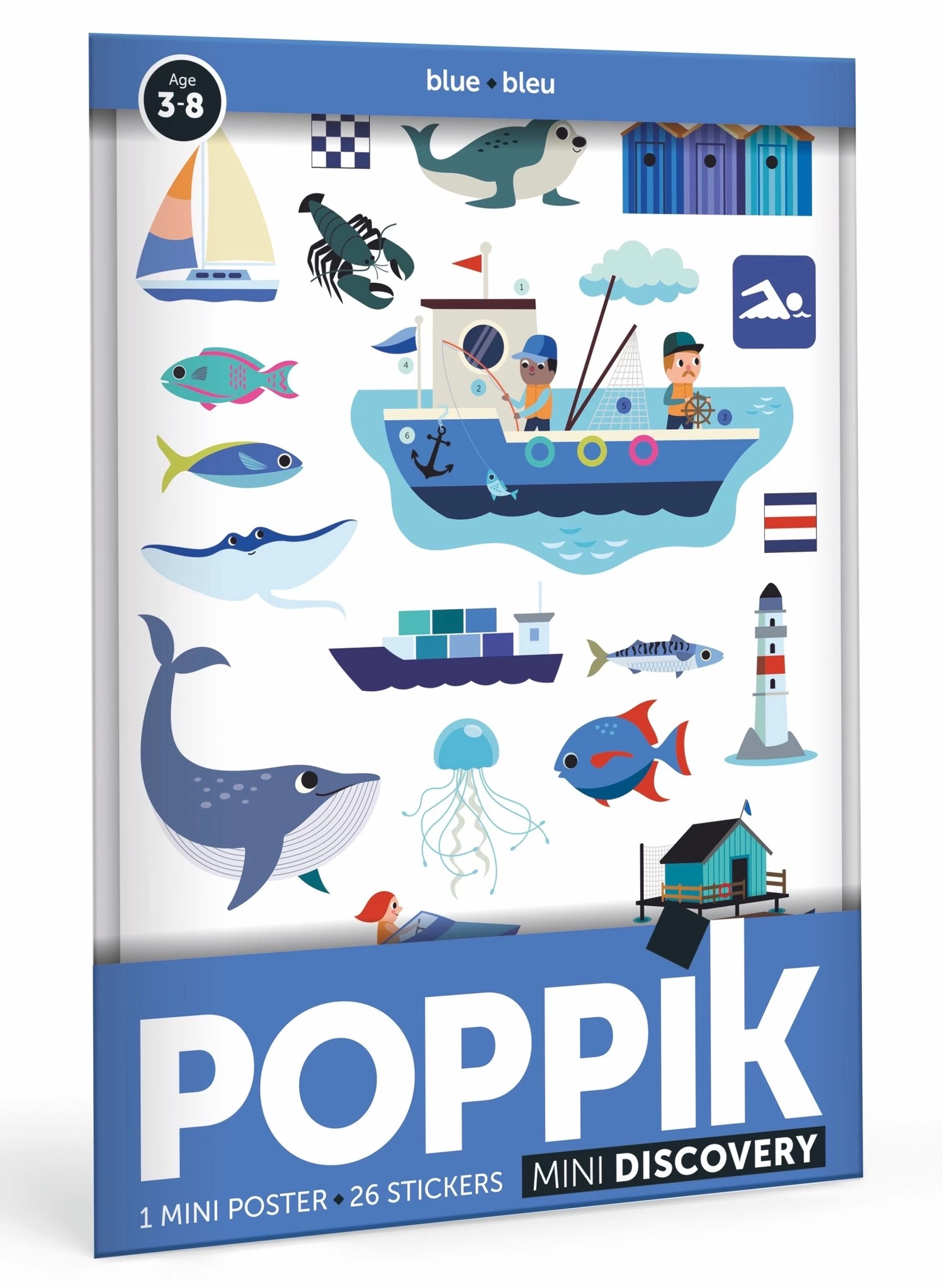 Poppik Poppik Stickerposter Mini Blauw - Thema Zee
