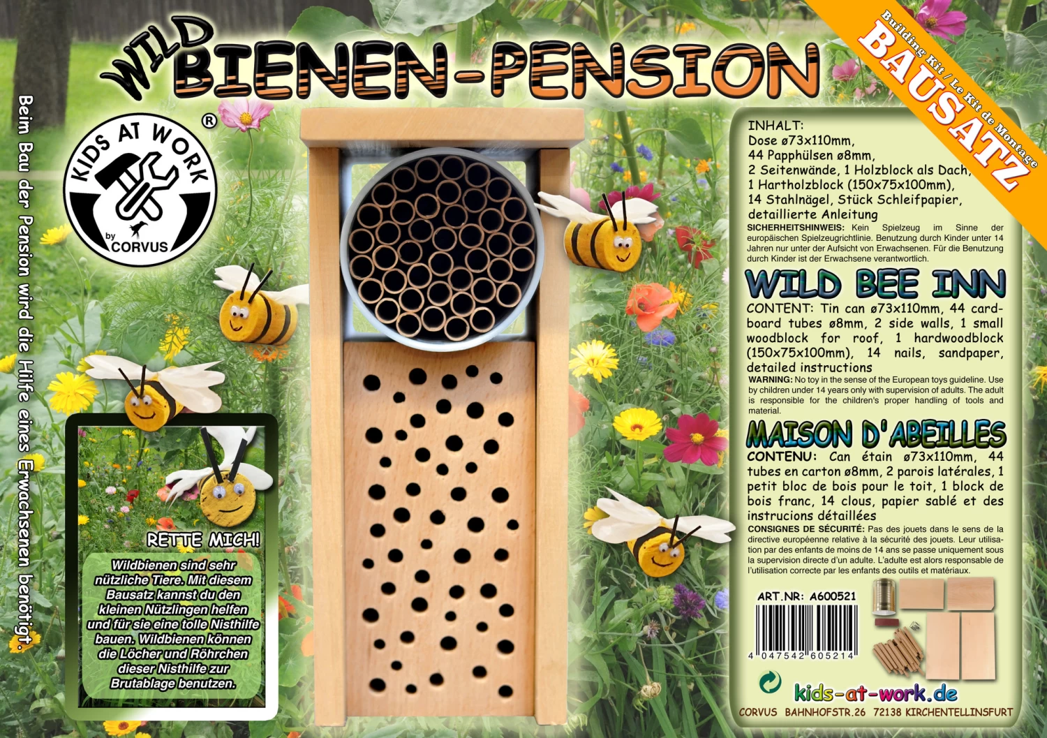 Kids At Work Kindergereedschap Bijenhotel - Maak Zelf Een Kleine Kast Voor Bijen - Afbeelding 3