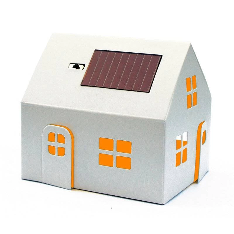 Litogami Zonne-energie Bouwpakketten Bouwpakket Solar Huisje Wit Om Te Schilderen En In Te Kleuren