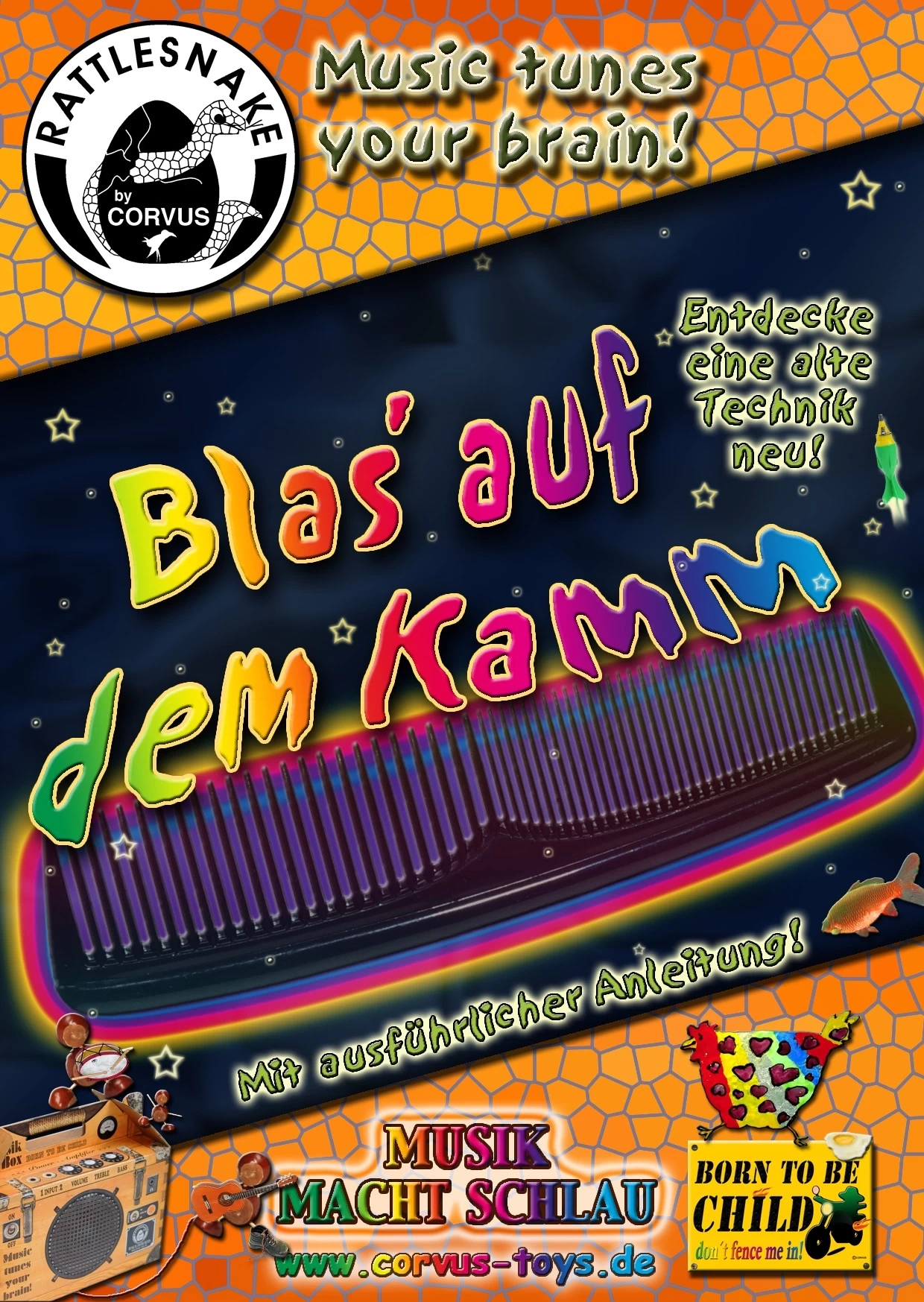 Rattlesnake Van Corvus Toys Muziekkam - Muziek Maken Op Een Kam - Afbeelding 3