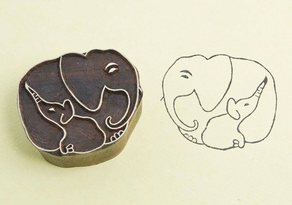 Blockwallah Blokstempel Elephant Family - Familie Olifant