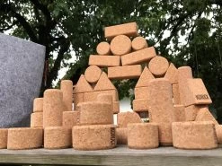 KORXX Kurk Blokken Form Medium Viltbox - 60 Kurk Bouwblokken