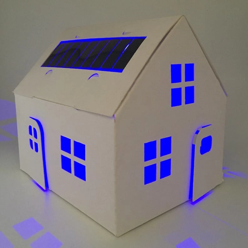 Litogami Zonne-energie Bouwpakketten Litogami Bouwpakket - Casagami Plus Wit Met Zonnepaneel En Lampje - Afbeelding 7