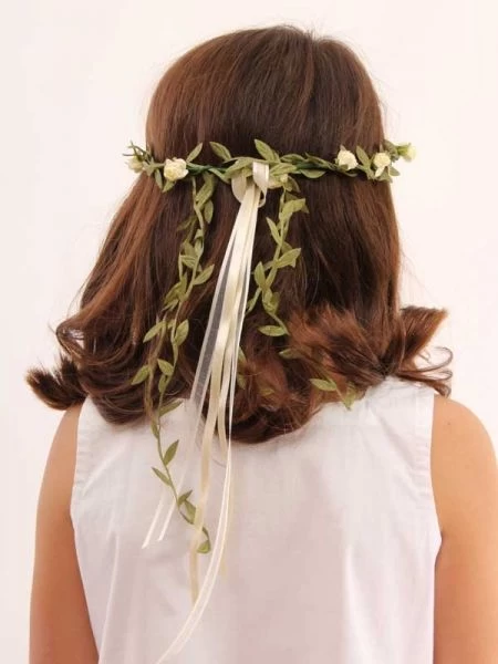 VAH - Spielzeugmanufaktur - Kinderspeelgoed Uit Historische Tijden Hoofdkrans Bloemen Ecru - Afbeelding 2