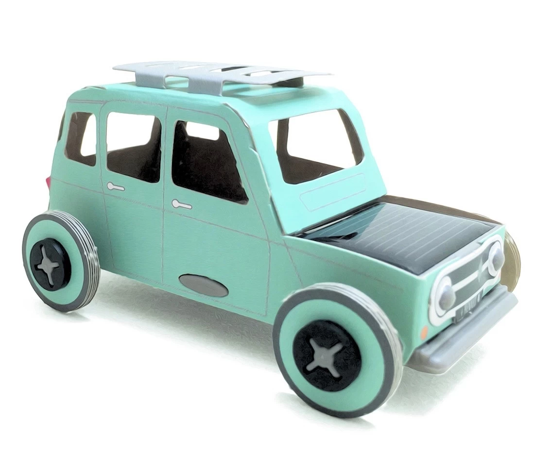 Litogami Zonne-energie Bouwpakketten Renault 4L Blauw Bouwpakket Op Zonne-energie - Afbeelding 2