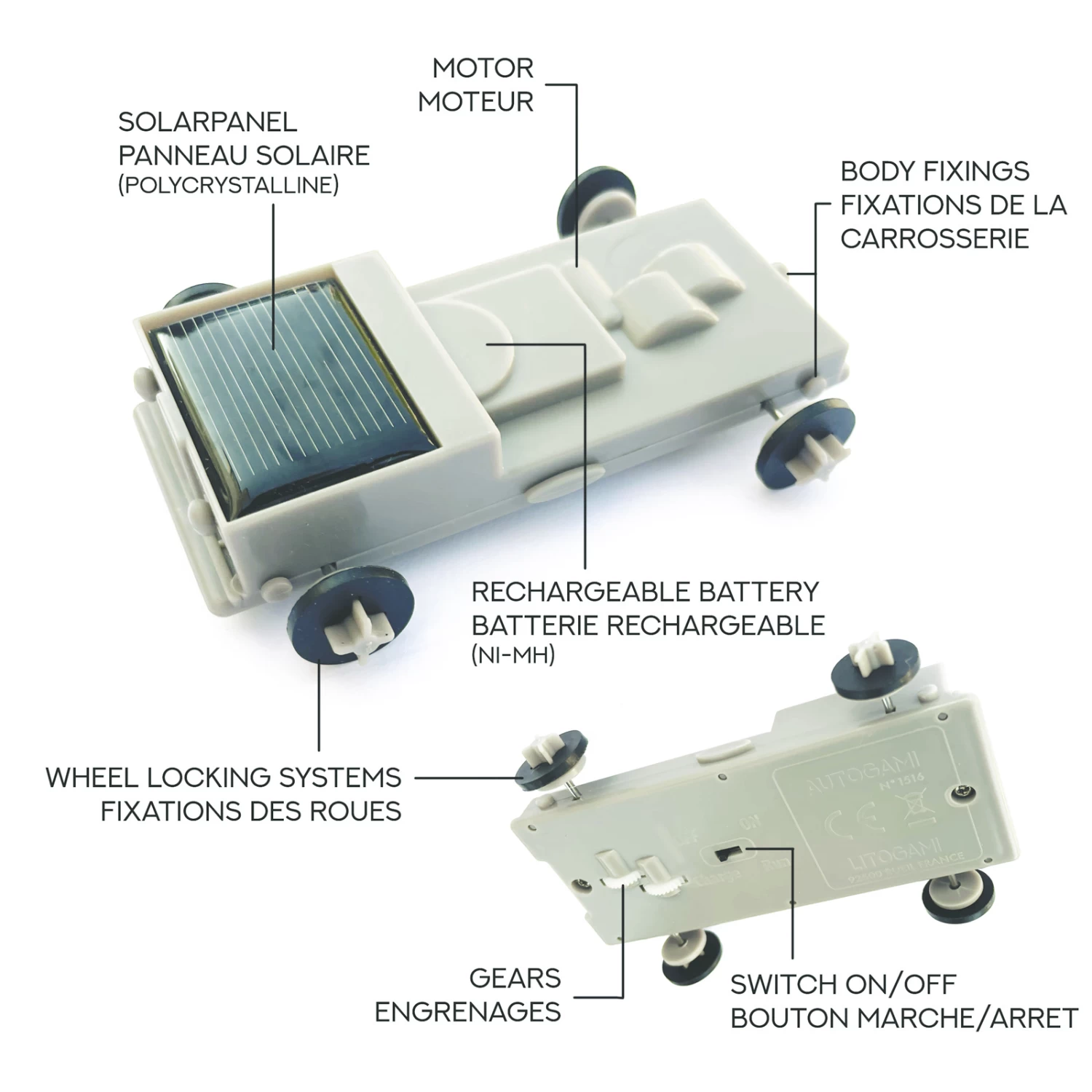 Litogami Zonne-energie Bouwpakketten Renault 4L Blauw Bouwpakket Op Zonne-energie - Afbeelding 4