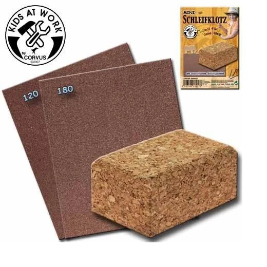 Kids At Work Kindergereedschap Schuurblokje Met Schuurpapier